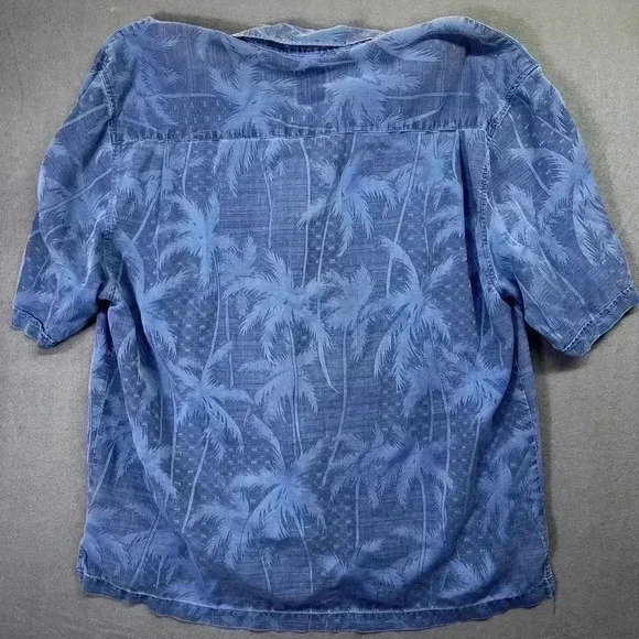 Jamaica Jaxx 100% Silk Hawaiian Tropical Button Shirt Mens XL Blue Palms 1134 - Picture 7 of 8